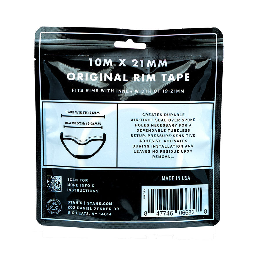Stans No Tubes, Rim Tape, Tubeless Tape, 10m, 21mm