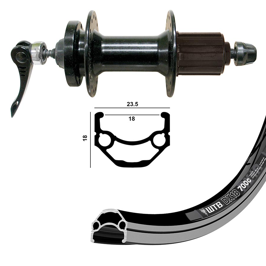 Wheel Shop, WTB DX18, Wheel, Front, 700C / 622, Holes: 36, QR, 100mm, Rim and Disc IS 6-bolt