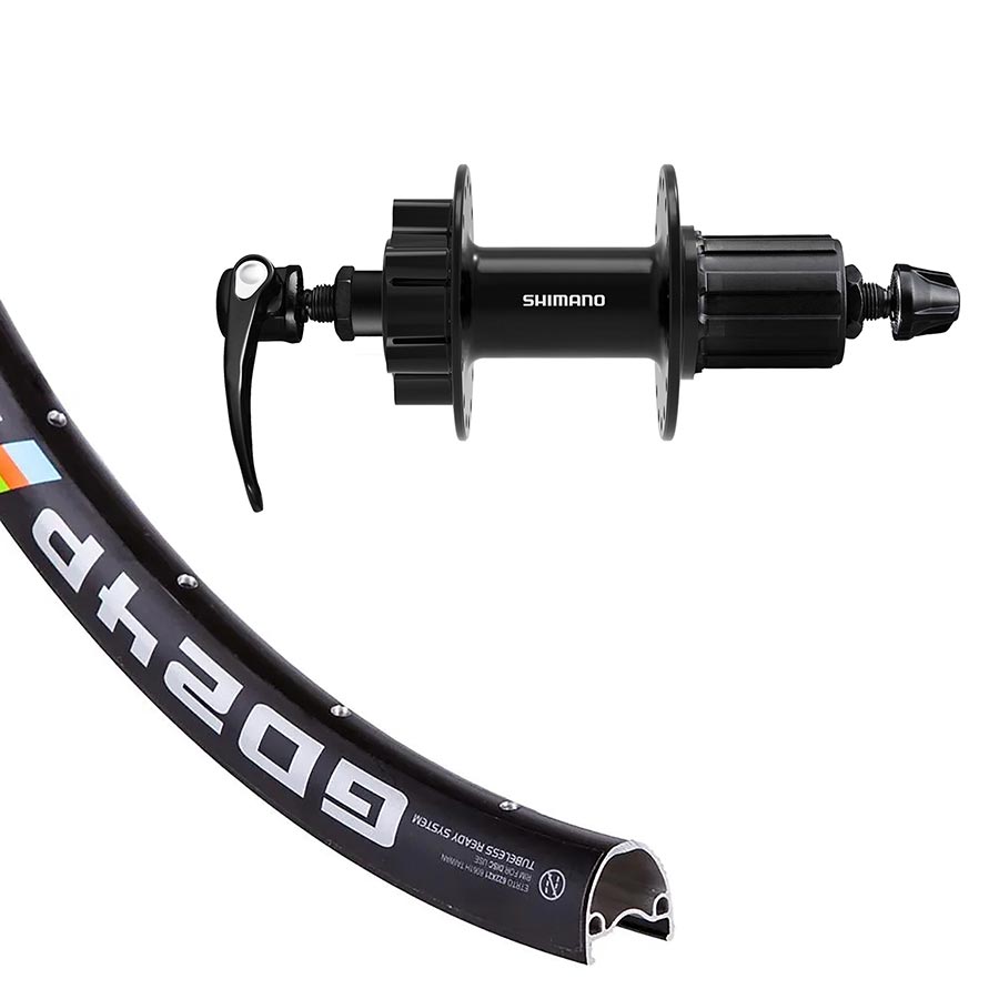 Wheel Shop, Alex GD24P / Shimano FH-QB400-HM, Wheel, Rear, 700C / 622, Holes: 32, QR, 135mm, Disc IS 6-bolt, Shimano HG