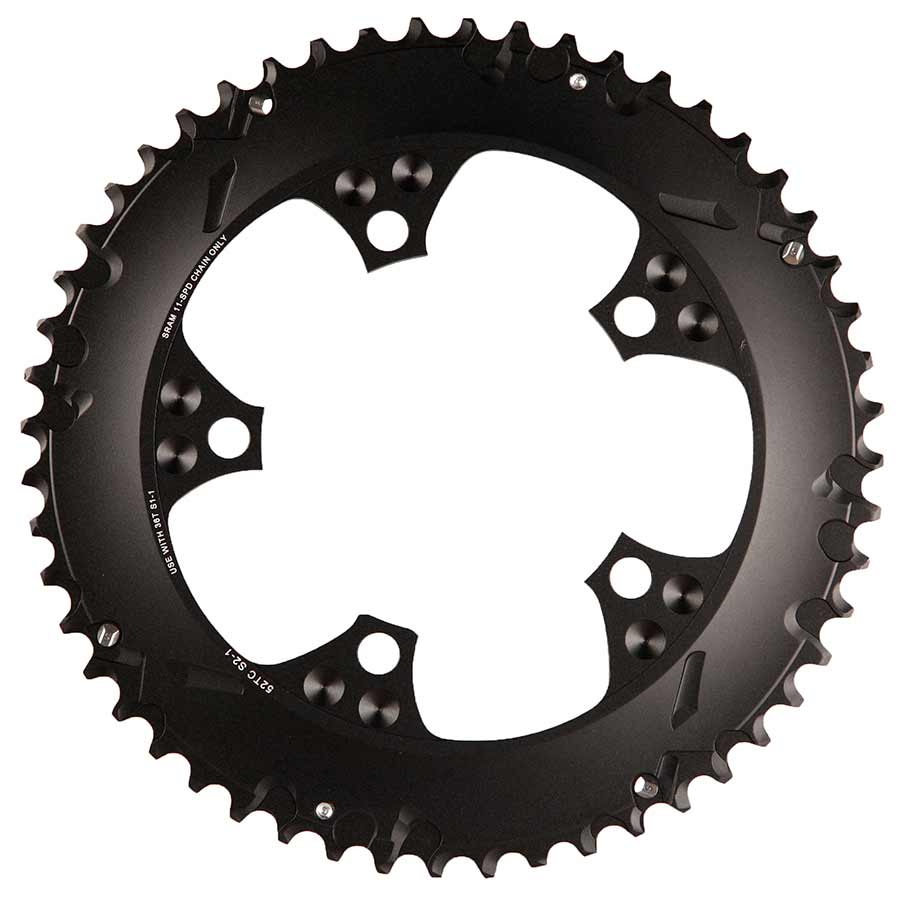SRAM, 52T, 11sp, BCD: 110mm, 5 Bolts, Road X-Glide, Outer Chainring, For 36/52, Aluminum, Silver, 11.6218.016.000