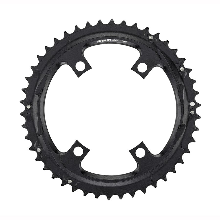 SRAM, Road 110mm Asymmetrical, Chainring, Teeth: 50, Speed: 11, BCD: 110, Bolts: 4, Outer, Aluminum, Black
