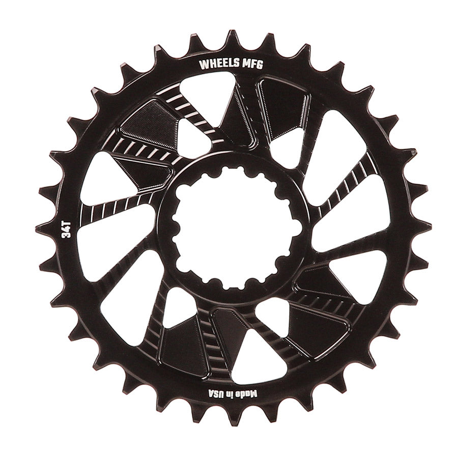 Wheels Manufacturing, 3-Bolt T-Type, Chainring, Teeth: 30, Speed: 12, BCD: Direct Mount SRAM 3 Bolt, Aluminum, Black