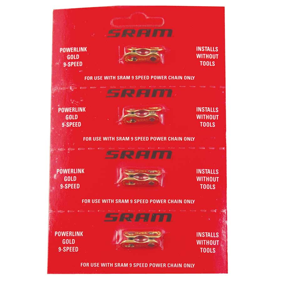 SRAM, Powerlink, 9sp chain connector, Gold, Card of 4