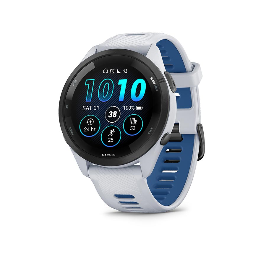 Garmin, Forerunner 265 Music, Watch, Watch Color: Aqua, Wristband: Aqua/Black - Silicone