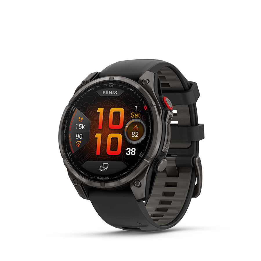 Garmin, fenix 8 Pro 47 mm- AMOLED Sap., Watch, Watch Color: Grey, Wristband: Black/ Pebble Gray - Silicone