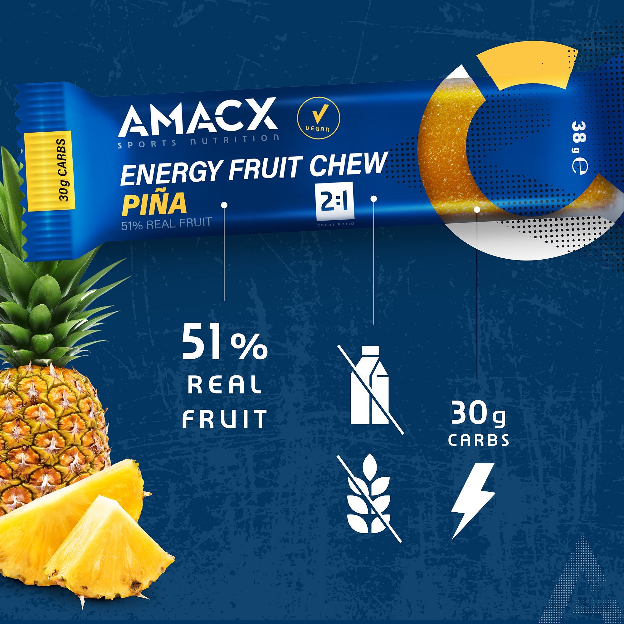 Energy Fruit Chew Piña | 12 pack