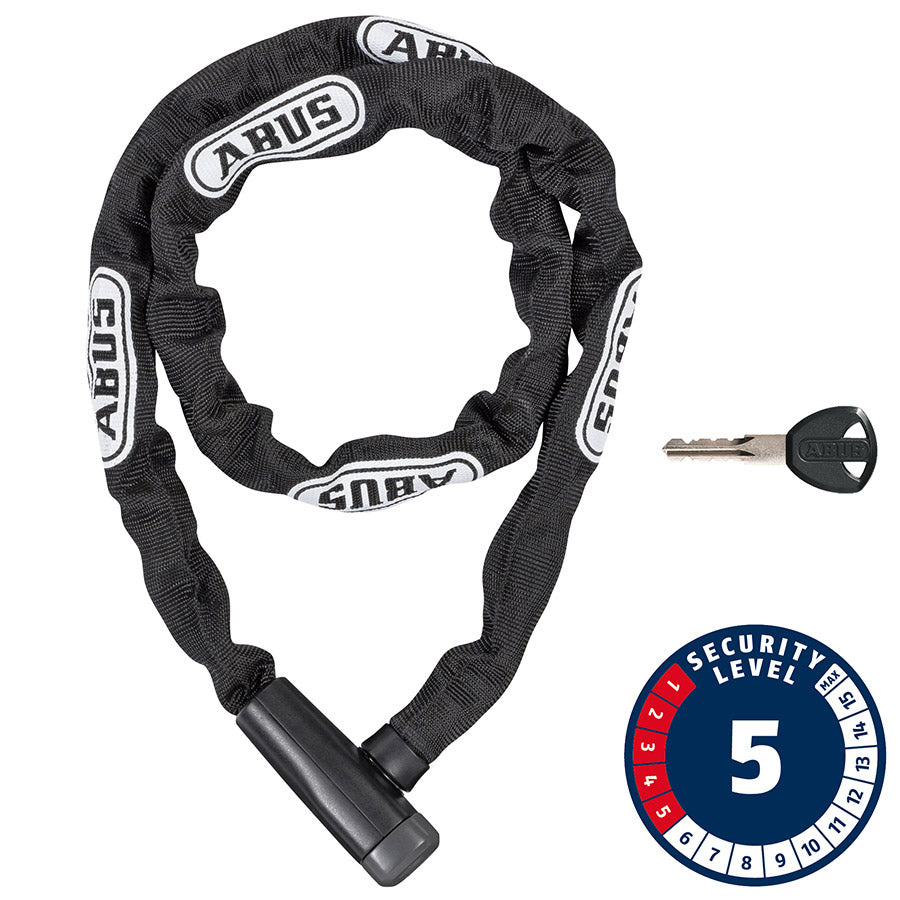 Abus, Steel-O-Chain 5805K Chain with key lock, 5mm x 110cm (5mm x 3.6'), Black