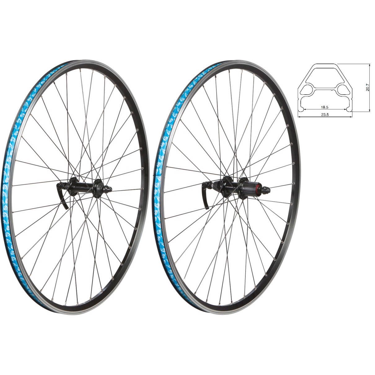 Roue VTT/urbaine à frein sur jante 49°N 27,5" avec blocage rapide.